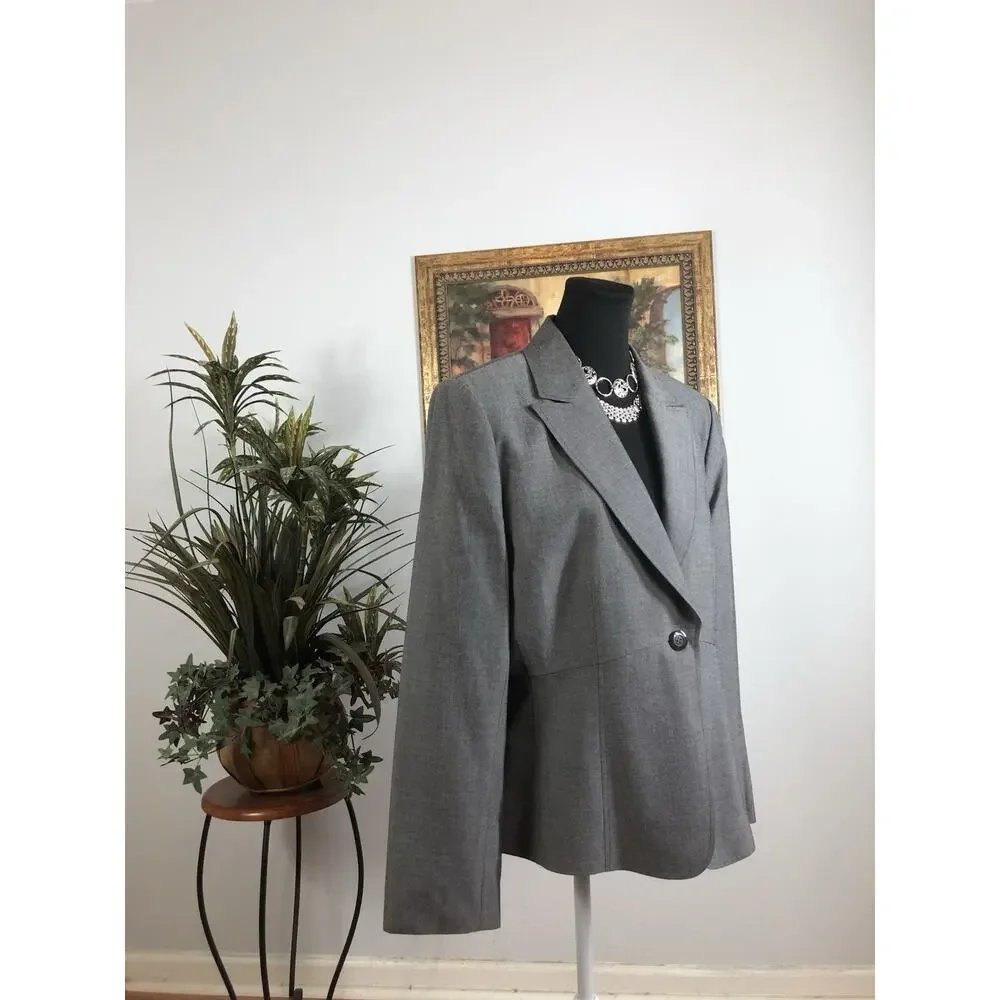 Tahari Arthur S Levine Women Jacket One Button Front Office Siren Preppy‎ Sz 16